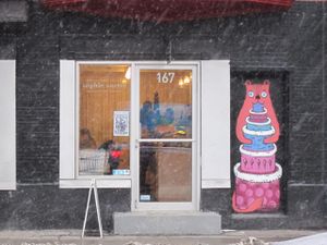 Front of the Sophie Sucrée cafe. at Sophie Sucree in Montreal