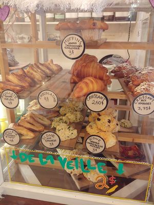 Pastries and day old shelf at Sophie Sucree in Montreal