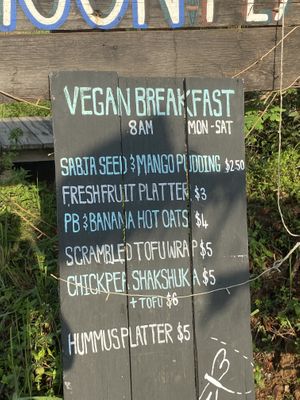 Huge menu  at Dragonfly Guesthouse in Sihanoukville