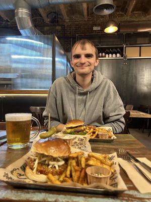 Chicken burger and beef burger  at Mad Mad Vegan - Barcelona in Barcelona