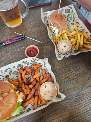 Burgers with fries at Mad Mad Vegan - Barcelona in Barcelona