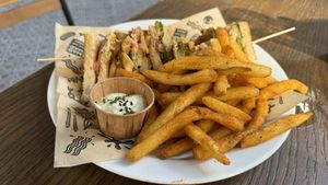 Club sandwich.  Great flavors just a little messy   at Mad Mad Vegan - Barcelona in Barcelona