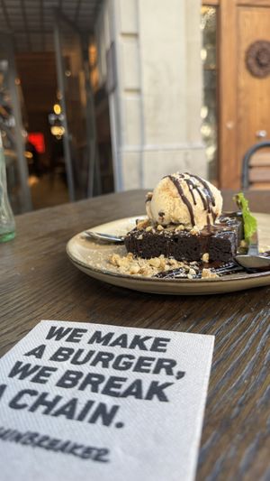 Had to have desert.  Brownie with ice cream    at Mad Mad Vegan - Barcelona in Barcelona