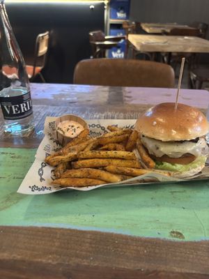 Philly burger and Cajun friess  at Mad Mad Vegan - Barcelona in Barcelona