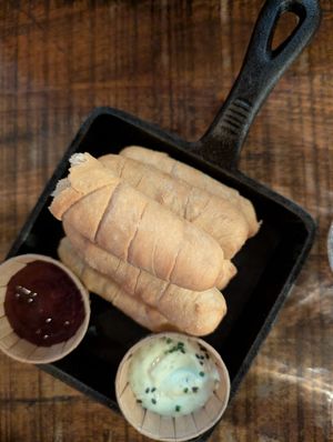 filled with vegan cheese and 2 sauces , served hot at Mad Mad Vegan - Barcelona in Barcelona