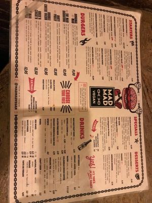 menu at Mad Mad Vegan - Barcelona in Barcelona
