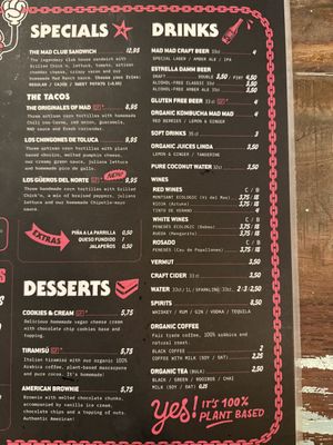 Menu  at Mad Mad Vegan - Barcelona in Barcelona