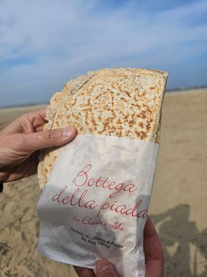 Super piadina, economica, gigante e deliziosa at Bottega della Piada in Rimini