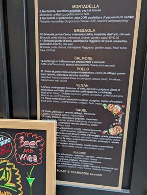 menu at Caffè Vergnano 1882 in Milan