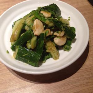 Cold cucumber and garlic, vegan at Xibei You Mian Cun in Shanghai