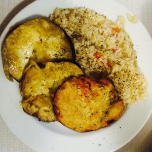 risotto with egg plant at Shanti Cafe in Coimbra
