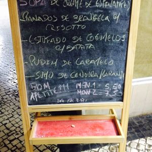 menu at Shanti Cafe in Coimbra