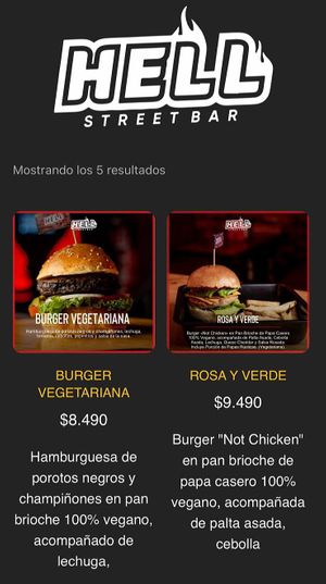 menu 2 at Hell Street Bar in Iquique