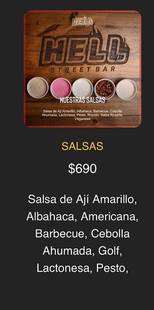 menu 3 at Hell Street Bar in Iquique