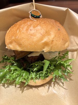 Vegan Tempeh Burger yum!!  at Good Nature Market in Kyoto