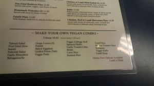 Vegan combo menu at Mary's Place Cafe II in Halifax