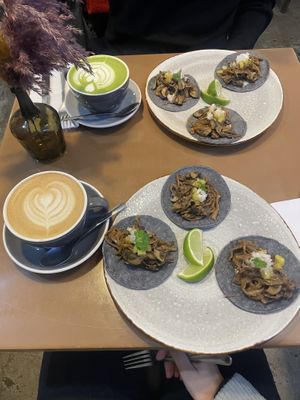 Mushroom tacos  at Drupa Coffee Roasters in Amsterdam