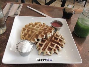 Liege Waffles and Green Juicde at Root in Allston