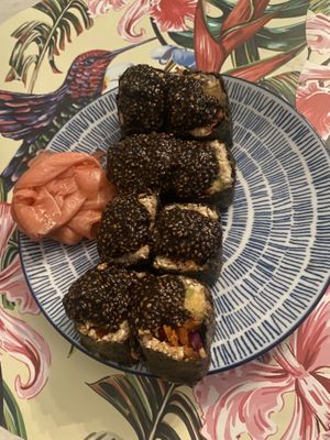 Black caviar cauliflower sushi is the bomb!  at FRESHA in Limassol