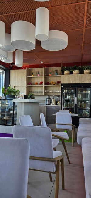 Inside sitting area at FRESHA in Limassol