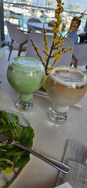 Matcha latte and iced coffee at FRESHA in Limassol