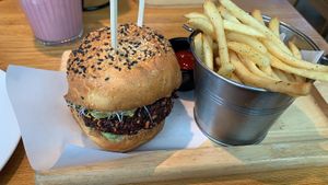 Beetroot burger at Green Vege Cafe in Shanghai
