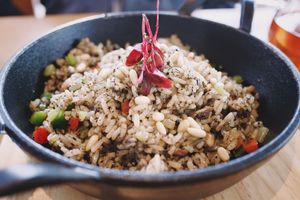 Black truffle fried rice  at Green Vege Cafe in Shanghai
