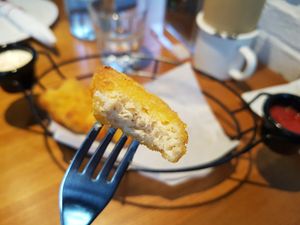 Vegan chicken nuggets inside, the chicken like texture is incredible! at Green Vege Cafe in Shanghai