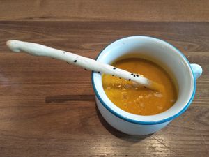 Coconut pumpkin soup at Green Vege Cafe in Shanghai