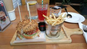"Chicken" burger at Green Vege Cafe in Shanghai