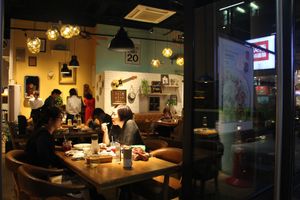 The general ambience at Green Vege Cafe in Shanghai