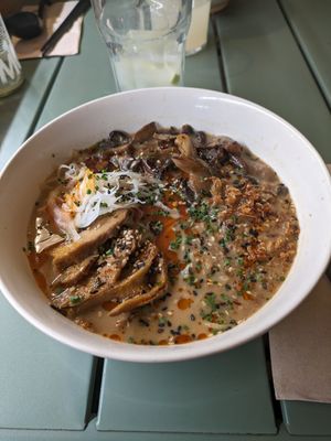 Mushroom ramen at UMAMI Plantbased in Barcelona