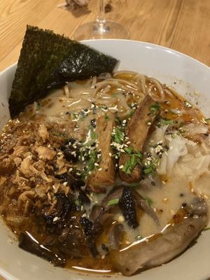 Ramen creamy mushroom  at UMAMI Plantbased in Barcelona
