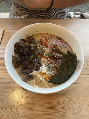 Creamy mushroom ramen  at UMAMI Plantbased in Barcelona