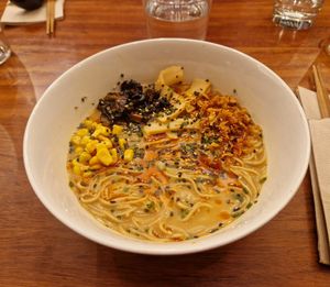 Miso ramen at UMAMI Plantbased in Barcelona