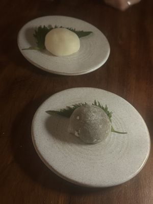 Homemade mochi  at UMAMI Plantbased in Barcelona
