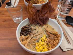 Miso ramen at UMAMI Plantbased in Barcelona