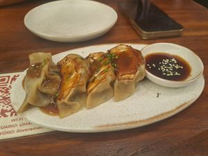 Gyozas setas at UMAMI Plantbased in Barcelona