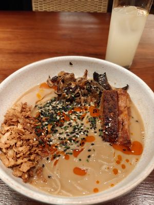 Mushroom ramen at UMAMI Plantbased in Barcelona