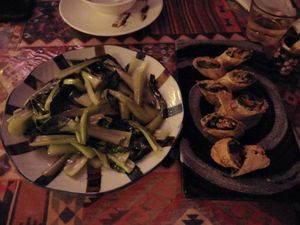 Greens & spring rolls. at Su Ren - Veg Inn in Shanghai