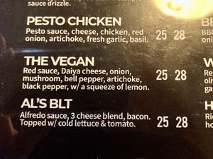 The only dedicated vegan pizza on the menu  at Zola's Pizzeria in Brookings
