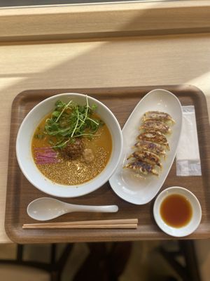 Golden sesame with gyoza  at NRT - T's Tantan - T2 in Narita