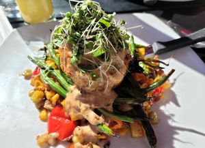 Vegan crab cake at Great Sage in Clarksville