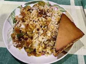 Great Sage Chili w rice and cornbread   at Great Sage in Clarksville