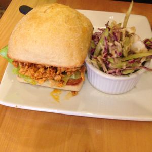 Buffalo gardein chicken sandwich with slaw at Great Sage in Clarksville