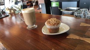crumb muffin and latte  at Great Sage in Clarksville