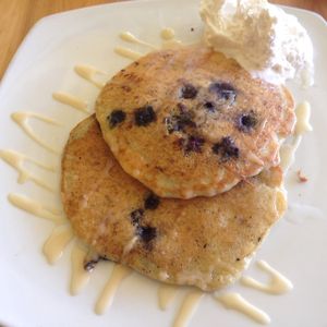 lemon blueberry pancakes with whipped cream  at Great Sage in Clarksville