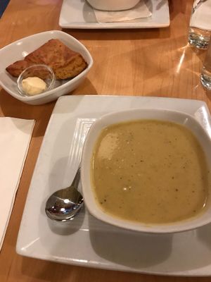 Butternut squash bisque with corn bread! at Great Sage in Clarksville