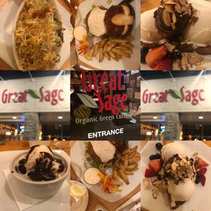 Great Sage - Adult MAC and Bourbon burger  dessert- French toast & Lava cake  at Great Sage in Clarksville