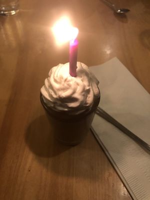 Birthday vegan caramel pudding cup at Great Sage in Clarksville
